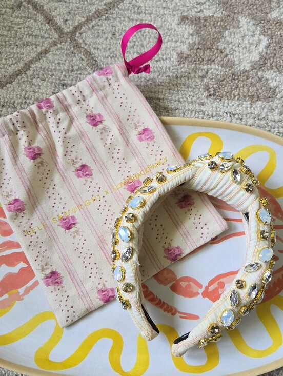 Lele Sadoughi Embellished Striped Cotton Knotted Headband main image 8